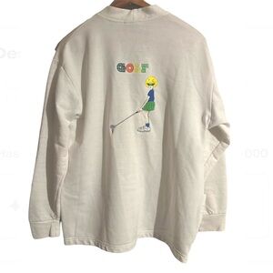 SARAH FASHIONS 80’s White Embroidered GOLF Oversized Cardigan Sz L